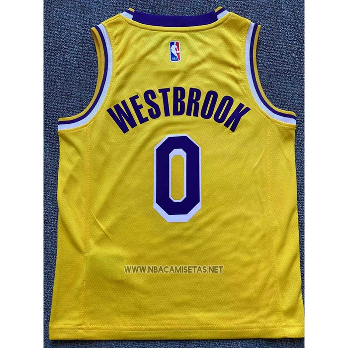 Camiseta Nino Los Angeles Lakers Russell Westbrook NO 0 Icon 2022-23 Amarillo